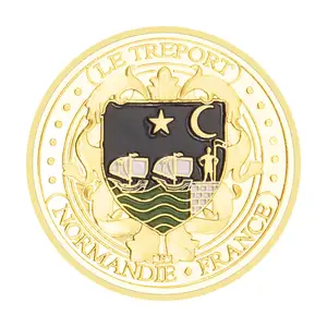 फ़्रांस का प्रशासनिक विभाग ले ट्रेपोर्ट संग्रहणीय सोना मढ़वाया कॉपी स्मारिका सिक्का रंगीन स्मारक सिक्का