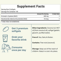 Suplemento de NAC 600mg en Cápsulas de Gel Suave, N-Acetil L-Cisteína, Salud Respiratoria, Apoyo Inmunológico, Antioxidante, Glutatión, Cápsulas de Gel Suave OEM