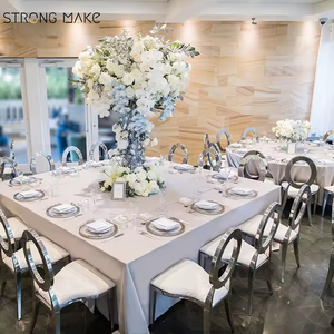 Chaise en vrac dorée en acier inoxydable Luxe moderne blanc Banquet Cérémonie Événements Fête de mariage Chaise de mariage <span class=keywords><strong>pour</strong></span> hôtel <span class=keywords><strong>Restaurant</strong></span> - Product Image 3