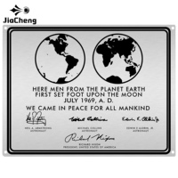Réplique de plaque commémorative de la mission Apollo 11, art mural en métal, acier inoxydable 304 gravé, personnalisable, pour les passionnés de l'espace