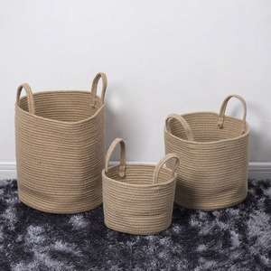 Hand Woven Hemp Rope <b>Storage</b> <b>Basket</b> Round Foldable Laundry <b>Basket</b> For Clothes Toys Organizing Living Room <b>Storage</b> XH24 126 - Product Image 1