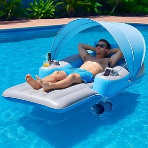 Lettino Galleggiante Motorizzato <span class=keywords><strong>con</strong></span> Tettuccio, Zattera Elettrica Ricaricabile a Doppio Motore per <span class=keywords><strong>Piscina</strong></span> e Lago, Perfetta per Feste Estive all'Aperto - Product Image 1