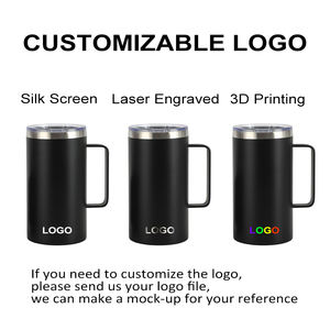 Mug isotherme à double paroi de 24 oz avec poignée, revêtement en poudre, gravure laser, impression UV 3D, logo personnalisé, acier inoxydable - Product Image 2