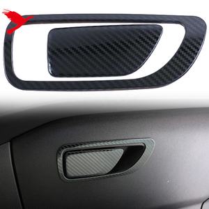 Pour Ford <span class=keywords><strong>PUMA</strong></span> 2019-2025 accessoires de voiture intérieur gant boîte de rangement poignée couverture garniture acier inoxydable Fiber de carbone noir 2 pièces - Product Image 2