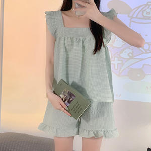 थोक कोरिया पजामा बुलबुला बनियान मीठा लघु आस्तीन आरामदायक पैंट महिलाओं की पजामा - Product Image 6