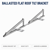 Support de panneau solaire inclinable en aluminium avec base lestée pour toit plat et pied arrière réglable en triangle