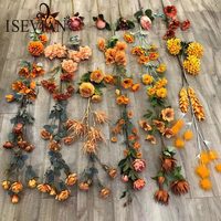 ISEVIAN Soie Longue Tige de Cerisier en gros pour la salle de mariage toile de fond décoration De Mariage Fleurs Oranges