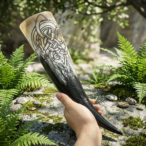 Corne à boire Viking personnalisée, polie et sculptée, en forme naturelle, étanche, en corne de buffle, pour bière, hydromel, bière artisanale, cadeau de Noël - Product Image 1