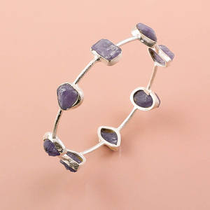 กำไลพลอย kyanite สีเขียวธรรมชาติสีเงิน925ทำด้วยมือ925เงินอัญมณีผู้ส่งออกเครื่องประดับที่ดี - Product Image 4