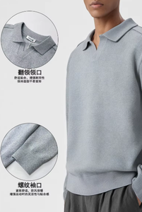 Cárdigan de Punto para Hombre, Venta al por Mayor de Fábrica Personalizada |   Top Personalizado con Cuello Polo y Escote en V, Liso, 100% <span class=keywords><strong>Lana</strong></span> - Product Image 3