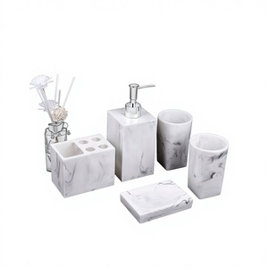 Ensemble de salle de bain en marbre blanc, style classique, écologique, porte-savon, porte-mouchoirs, support à bougies, ensemble de huit pièces, prix bas - Product Image 1