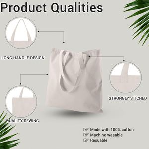 Sacs fourre-tout en toile de coton pour courses, avec fermeture éclair, vente en gros, les plus vendus - Product Image 2
