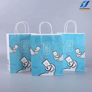Sac en papier kraft brun écologique personnalisé avec poignée longue pour l'emballage de plats à emporter et de livraison rapide - Product Image 4