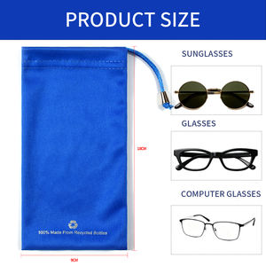 משקפי שמש ידידותי לסביבה חצוצרה מיקרופייבר מיקרופייבר זכוכית באיכות גבוהה שקית אחסון משקפיים - Product Image 2