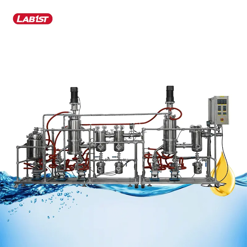 Turnkey stainless steel crude oil wiped film molecular distillation machine distiller equipment system with pumps