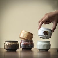 Tasse à thé en céramique rustique, ensemble de thé Kung Fu, tasse maîtresse individuelle, bol de dégustation de thé vintage haut de gamme de luxe léger pour la maison
