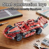 JUNRONG STEM Kit de construction mécanique, modèle de voiture de course F1 en métal, blocs de construction à assembler soi-même par visser pour garçons