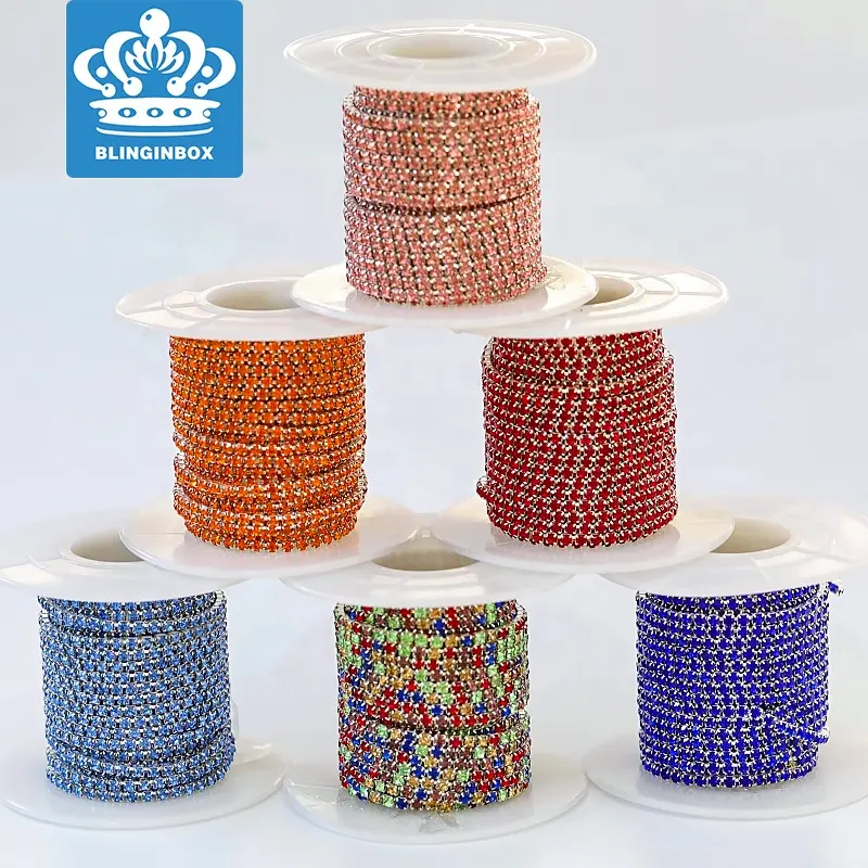 SS12 10 Yards Per Rol Gold Base Glas Naaien Op Kristal Strass Cup <span class=keywords><strong>Ketting</strong></span> Strass Trimmen