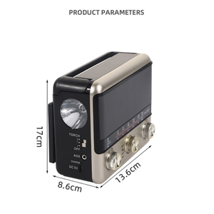 Radio rétro d'usine AM FM SW toutes bandes, 75 dB SNR, haut-parleur Bluetooth, charge solaire 10 W, radio ABS pour la décoration intérieure, les voyages en extérieur - Product Image 5