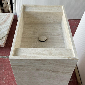 Lander Stone Beige <span class=keywords><strong>Travertin</strong></span> Lavabo en marbre Vanité Armoires <span class=keywords><strong>de</strong></span> <span class=keywords><strong>salle</strong></span> <span class=keywords><strong>de</strong></span> <span class=keywords><strong>bain</strong></span> Vanités avec deux tiroirs Vanité en pierre naturelle - Product Image 3