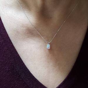 Roestvrij Staal Goud Roze Opaal Ketting Ovale October Geboortesteen Opaal Hanger Ketting - Product Image 4