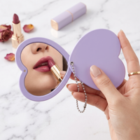 Miroir rotatif haute définition en forme de cœur, mini miroir portable double face pour étudiant