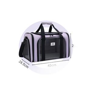 Bolsa de viaje para mascotas, bolso de hombro plegable de poliéster transpirable de gran capacidad para gatos y perros, color morado, azul, rosa, café - Product Image 5