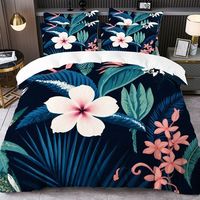 Parure de lit lavable motif feuilles et fleurs, housse de couette, taies d'oreiller, drap-housse, tailles Queen et King, moins cher