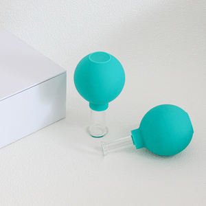 2 pièces de ventouses en <span class=keywords><strong>verre</strong></span> bleu anti-<span class=keywords><strong>cellulite</strong></span>, thérapie par ventouses, masseur, logo personnalisé, ventouses en caoutchouc anti-âge pour le visage - Product Image 2