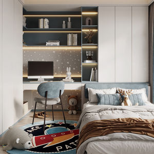 خزانة حديثة مدمجة ، مكتب حصير ، سرير بسيط مع ميزات التخزين - Product Image 2