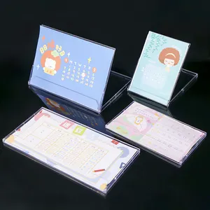 7.5Inch Display Plastic Tafelstandaard Kalender 2024 Juweel Cd Kalender Case Desktop Kalender Doorzichtig Acryl Kalenderhouder