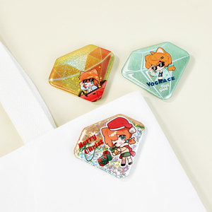 Pin Kancing Holografik Berbentuk Berlian dengan Glitter Kustom Vograce - Product Image 1
