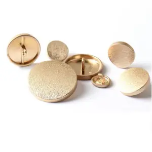 High Quality Engraved Gold Metal Dome Shank Button with Custom Brand Logo round Shape for Hand Sewing on Denim Clothing