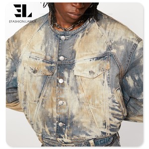 LARSUR fábrica personalizada 3D Full Dtg <span class=keywords><strong>Dgt</strong></span> All Over Print Denim Jacket Bomber Crop Boxy Trompe L'oeil Loeil Digital Jeans Jacket hombres - Product Image 3