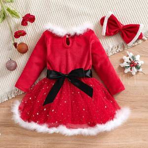 Robe de princesse pour enfants, design mignon MS, avec imprimé pailleté et accessoire pour la tête - Product Image 2