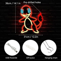 Lumière néon décorative murale multifonctionnelle en forme de dragon d'anime, IP65, PVC, alimentée par USB, interrupteur réglable, Wonderfullife Neon