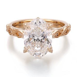 Bague de fiançailles vintage en or rose 10 carats avec diamant de laboratoire taille ovale 2,0 carats pour femme Xinfly, bijou de mode, alliance de mariage, design personnalisé - Product Image 1