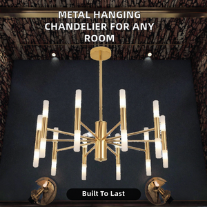 Lustre suspendu LED en fer doré de luxe, luminaire décoratif moderne pour plafond, villa, décoration intérieure, éclairage haut de gamme - Product Image 2