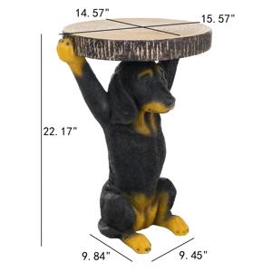 Table d'appoint noire Black Dog, table de chevet sur piétement, 22,17 pouces, sculpture peinte à la main pour la maison, le bureau ou le salon - Product Image 5