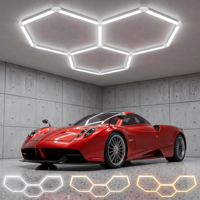 Plafonnier de garage hexagonal LED nid d'abeille 3CCT commutable 6500K 5000K 3500K, design modulaire DIY pour atelier de detailing automobile