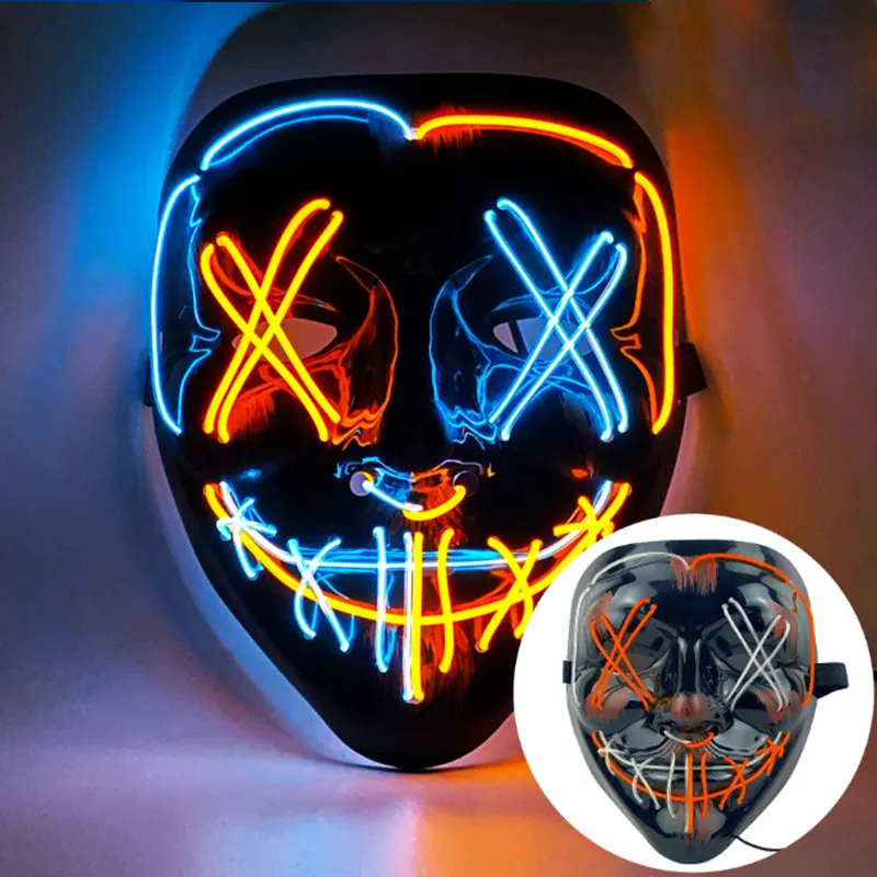 Máscara de Halloween LED iluminada para Cosplay de Festa de Halloween