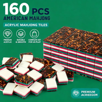 Table de Mahjong Américain de Luxe Style Tortue, 160 Tuiles Standard, 4 Couches, Acrylique Gravé, Pliable, Portable, Durable