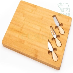 ถาดเสิร์ฟขนมหวานแบบหนาพิเศษ ทำจากไม้ไผ่ พร้อมเขียงหั่นอาหาร ชุดของขวัญเขียงชีส พร้อมมีด - Product Image 1