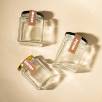 Toples Jam madu kaca kotak bening 100ml 200ml dengan tutup logam
