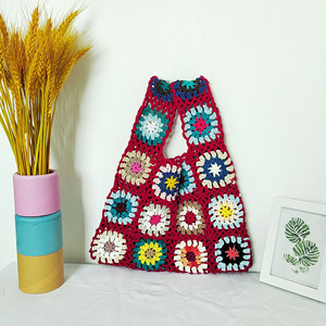 Coloré femme grand-mère carré fleur fil à tricoter Crochet <span class=keywords><strong>sac</strong></span> femmes sacs à main sacs à main pour tout l'été automne hiver - Product Image 5