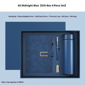 Promotion Corporate Office Gift Set Custom Logo Handmade Embossed Modern Bottle Gift Set Custom Journal with Pen and USB - Product Image 2