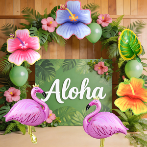 Ballons en forme de fleur d'hibiscus CYmylar pour planche de surf, décorations de fête tropicales hawaïennes Luau pour fête d'été à la plage, fête de <span class=keywords><strong>piscine</strong></span>, Aloha, anniversaire - Product Image 5