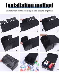 Pu Leather Small <b>Large</b> Capacity Auto Foldable Box <b>Storage</b> Boot Car Organizer for <b>Trunk</b> With Shackle Handle Custom Logo - Product Image 4