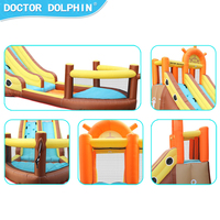 Doctor Dolphin Château gonflable aquatique avec toboggan, thème bateau pirate, fabriqué en Chine, 420D+840D