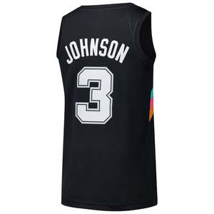 Jersey basket pria San #3 Keldon Johnson edisi Kota-dibordir dengan logo, seragam jahit - Product Image 6